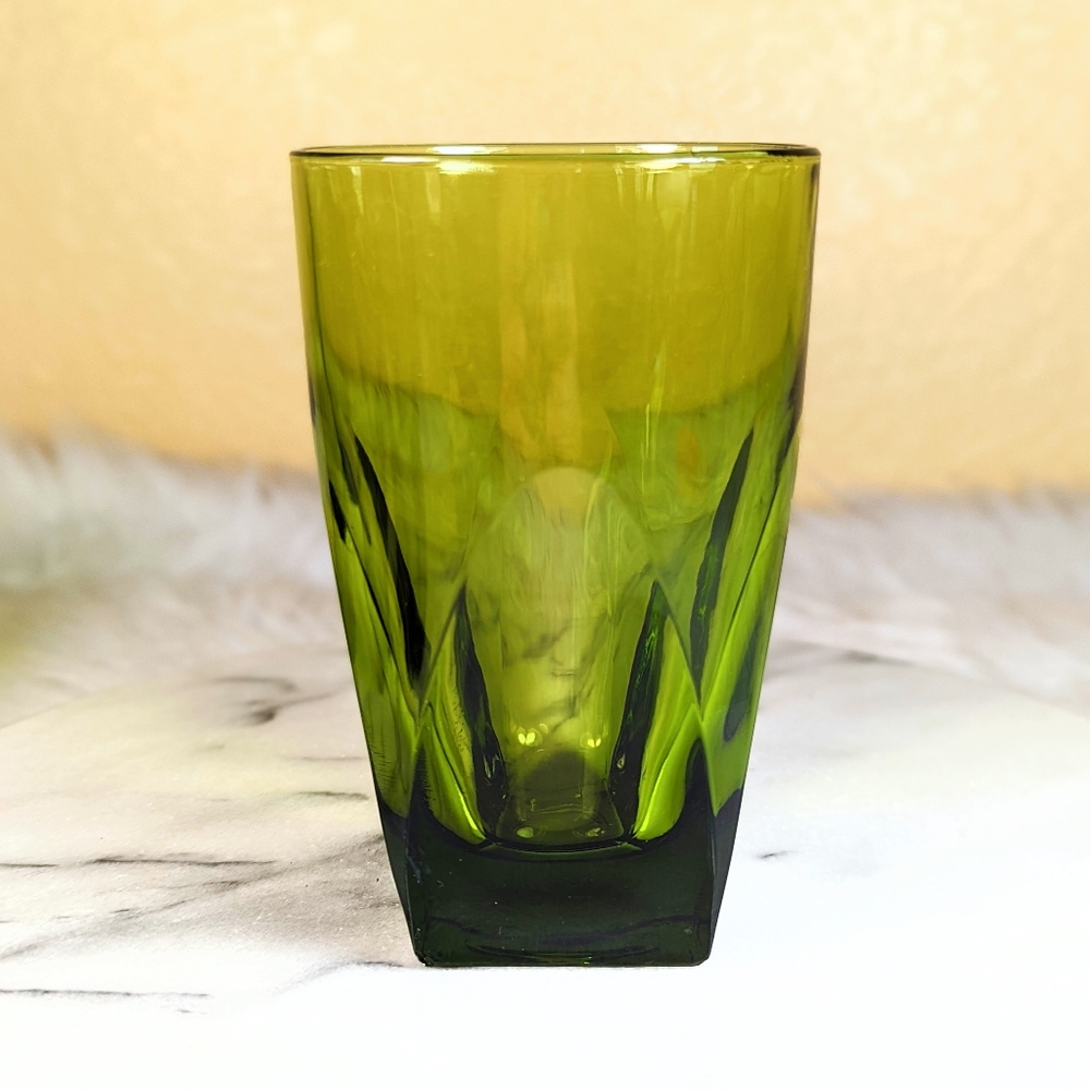 Vintage Hazel Atlas Colony Green Drinkware Tumblers Glasses 16oz Set Of 4 - Picture 2 of 8